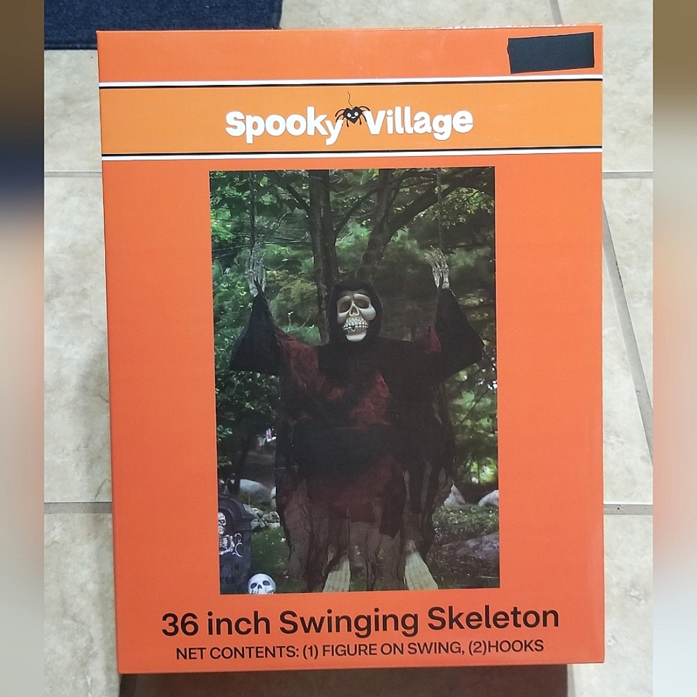 Halloween Spooky Village 36 Inch Swinging Skeleton Outdoor Spooky Hanging Decor